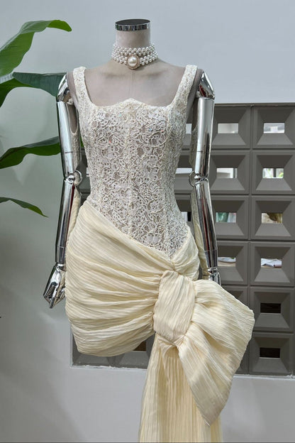 Bosede Bow Lace Corset Mini Dress