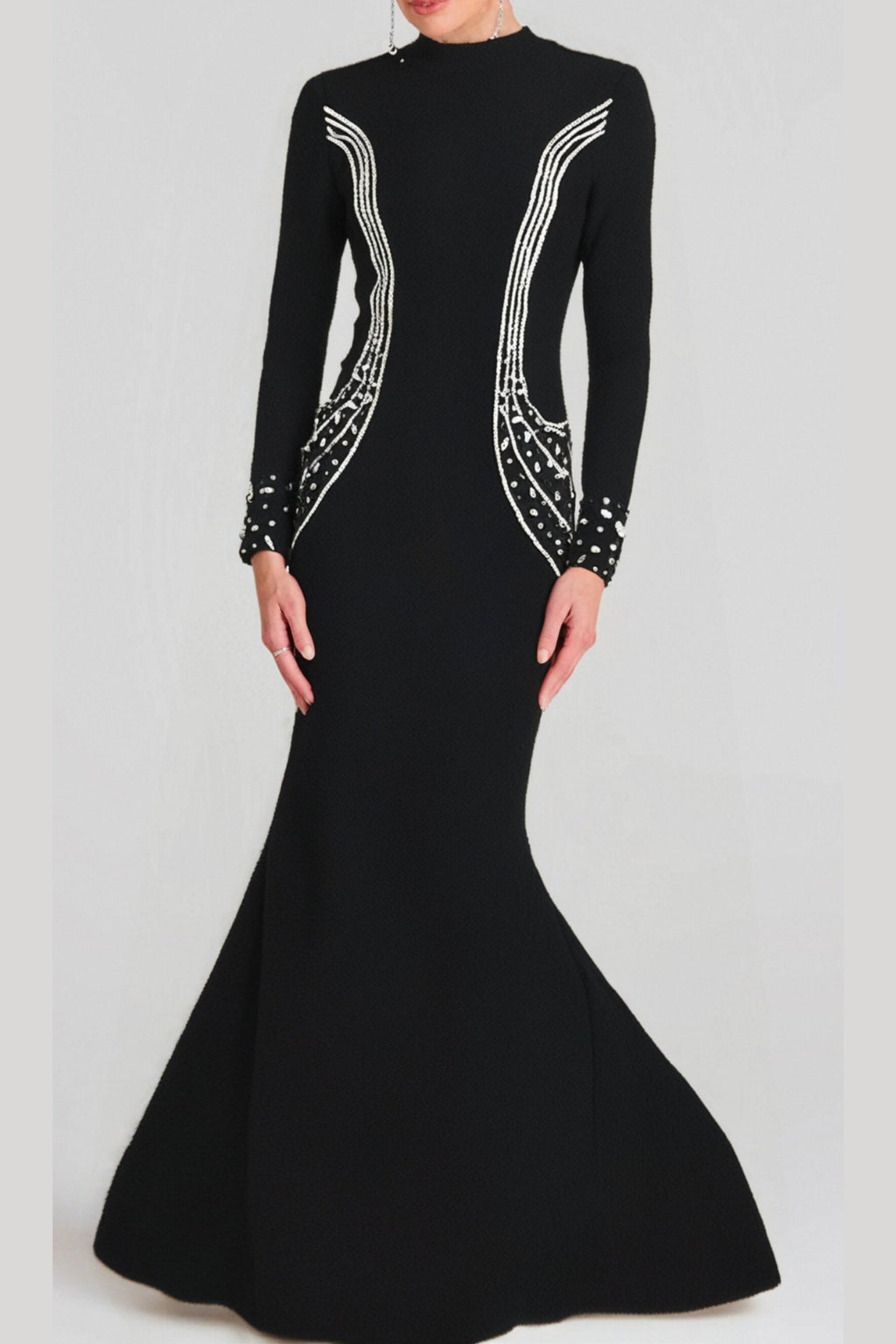 Ashley crystal embellished bodycon maxi dress in black