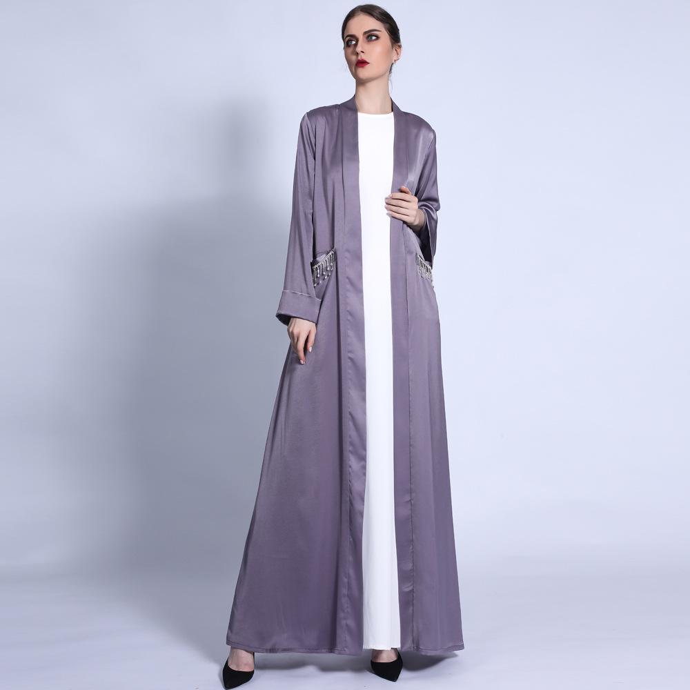 Solid Color Wide Cuff Cardigan Lace-up Dress