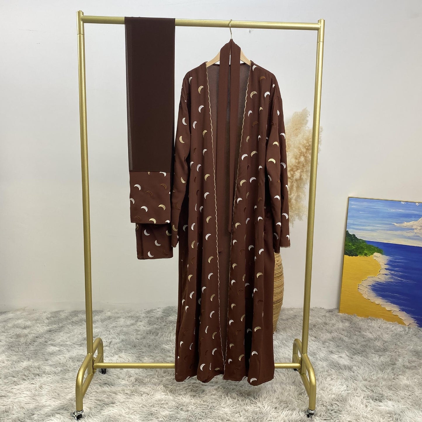 Explosions Heavy Industry Embroidery Cardigan Abaya