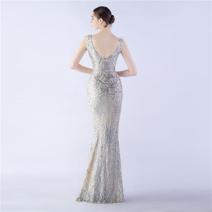 Camel Hair Side Split Formal Dress