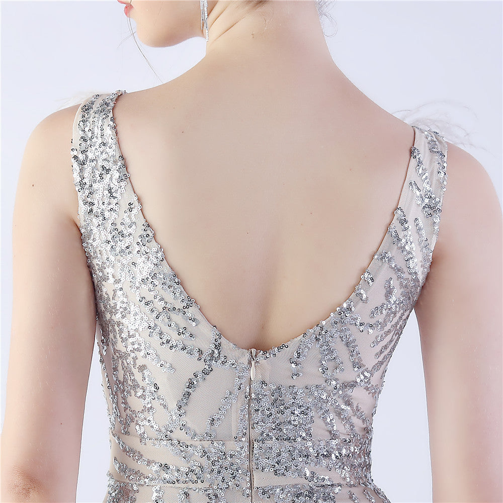 Camel Hair Side Split Formal Dress