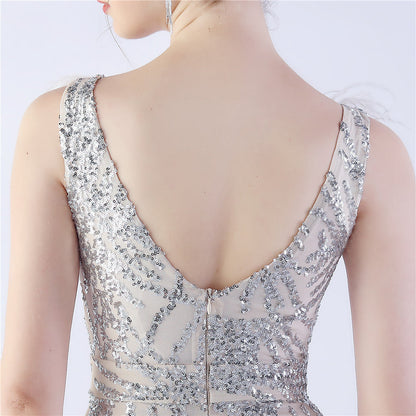 Camel Hair Side Split Formal Dress