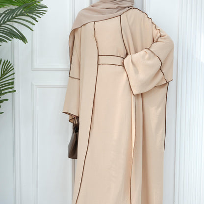 3pcs Set Cardigan+without Sleeves Inner Dress+Hijab