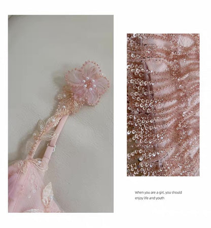 Opala Sleeveless Flowers Diamond Tassels Maxi Dress