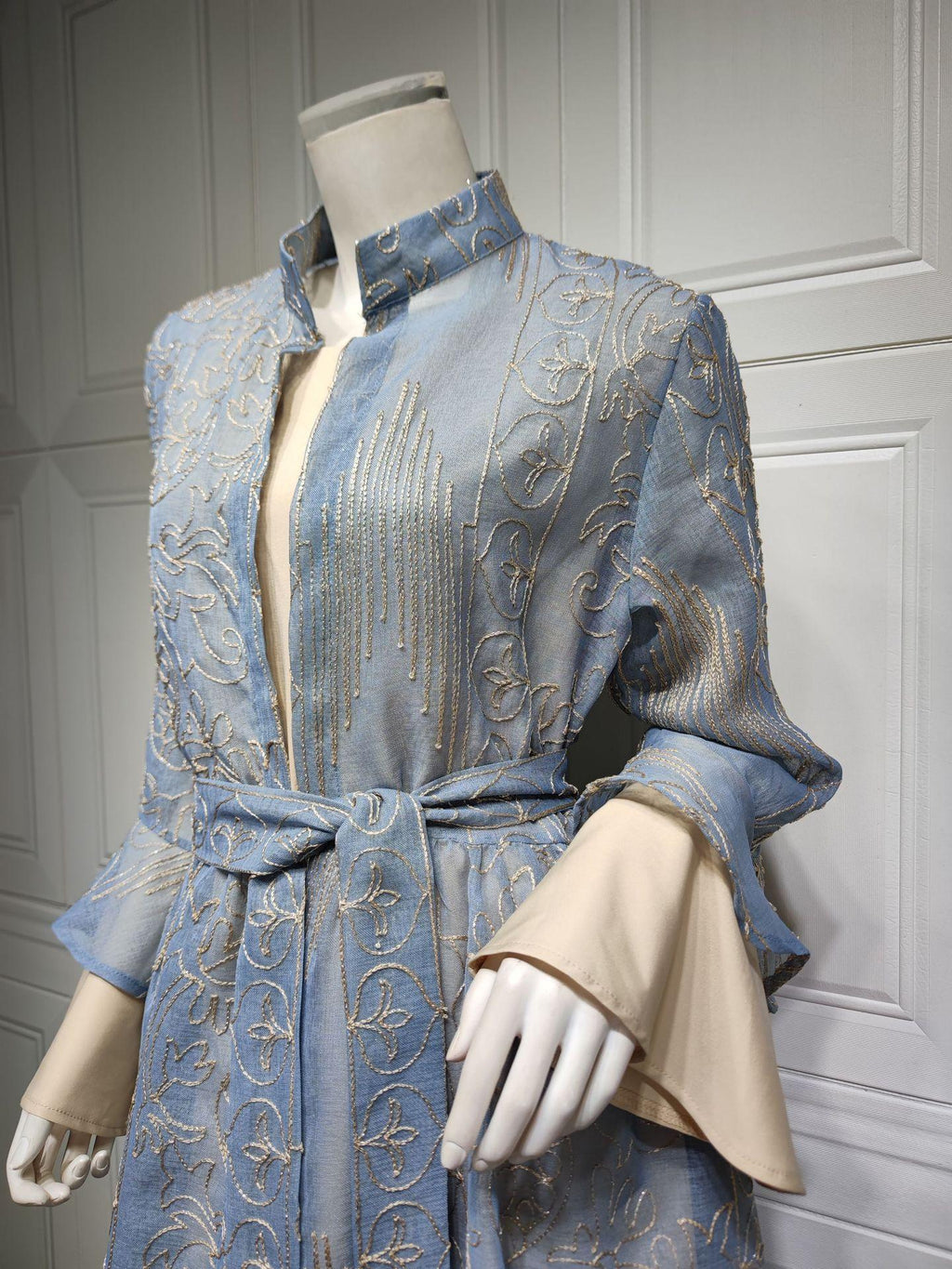 2 Pcs Suit Middle East Evening Dress Cross-border Muslim Lady Lotus Leaf Sleeve New Dress Abaya Robe