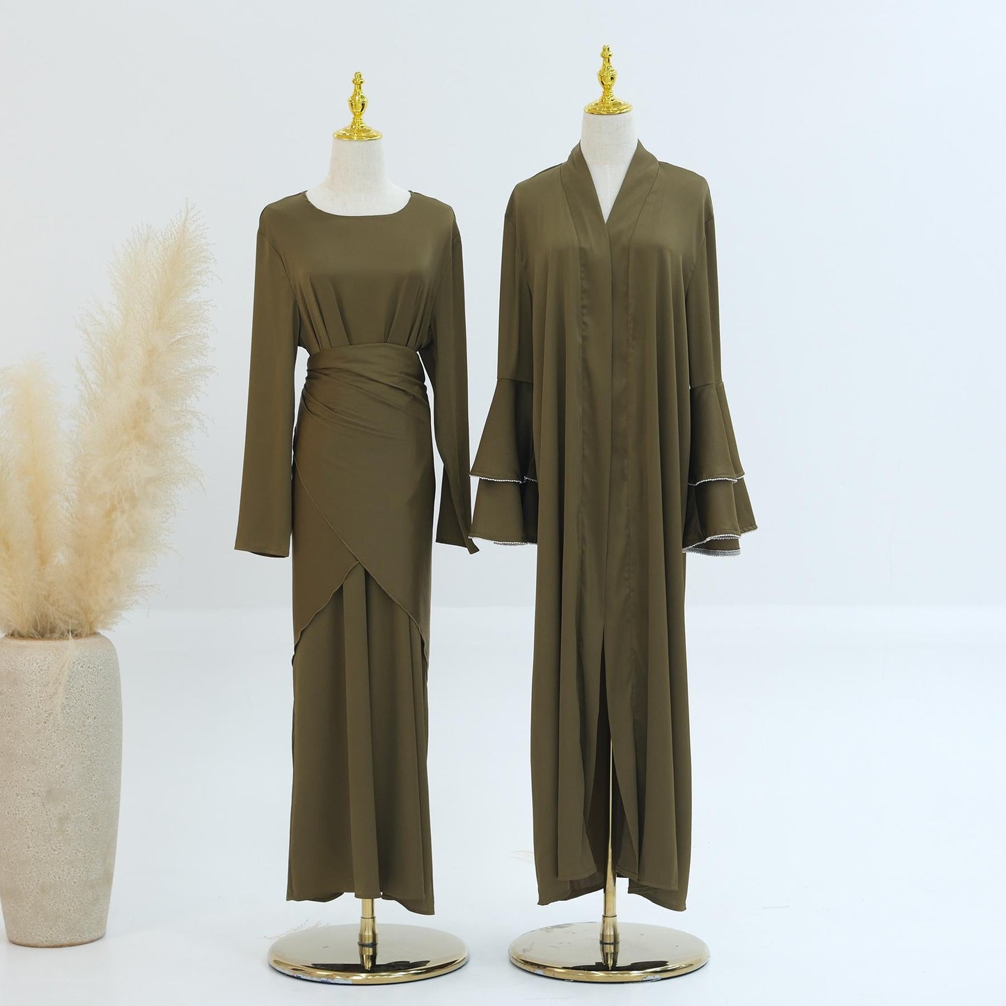 Set 3 pezzi Cardigan in raso + abito interno + cintura speciale