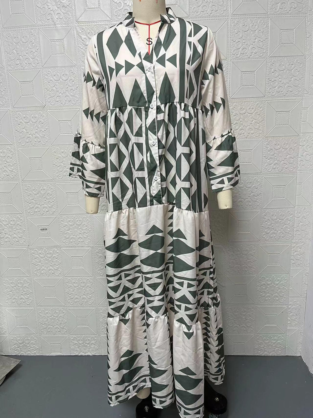 Ladies Elegant Printed Shirt Skirt Bohemian Dress