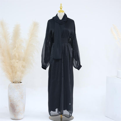 3 Pcs Set Cardigan+Inner Dress+Hijab