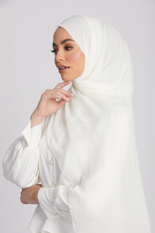 Luxury Crinkle Chiffon Hijab - Winter Snow