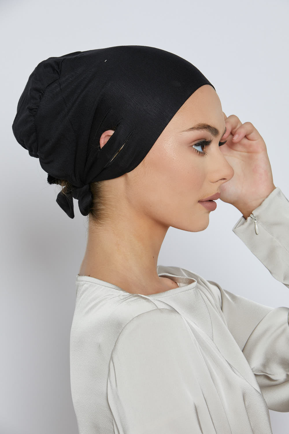 Slit Tie Back Hijab Caps