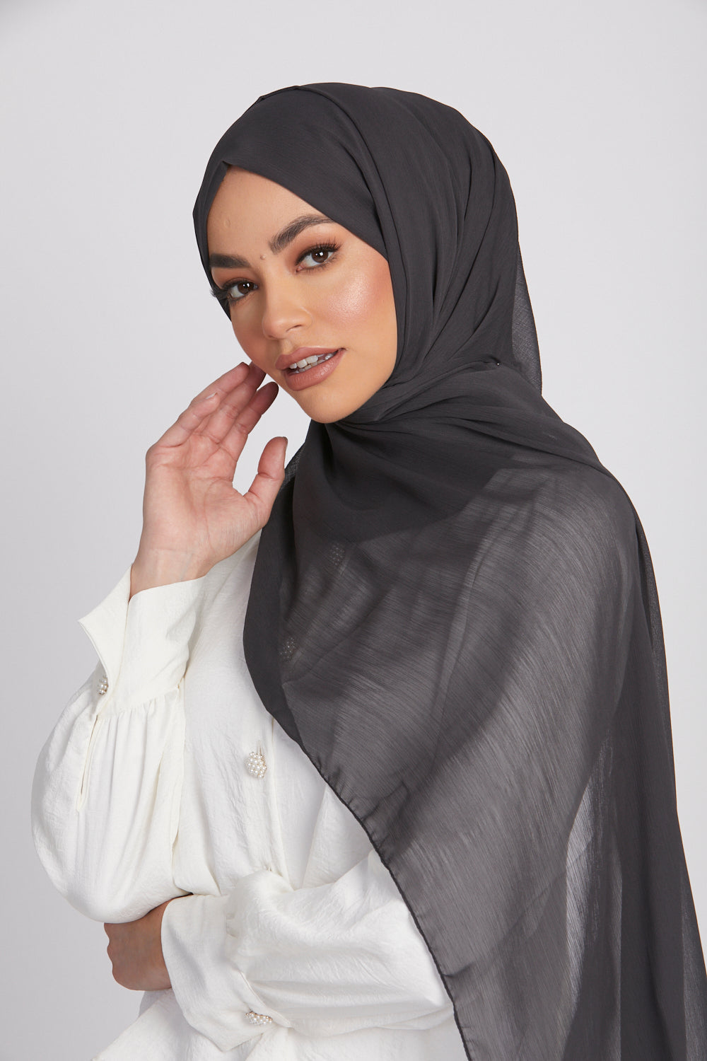 Luxury Crinkle Chiffon Hijab - Dark Charcoal