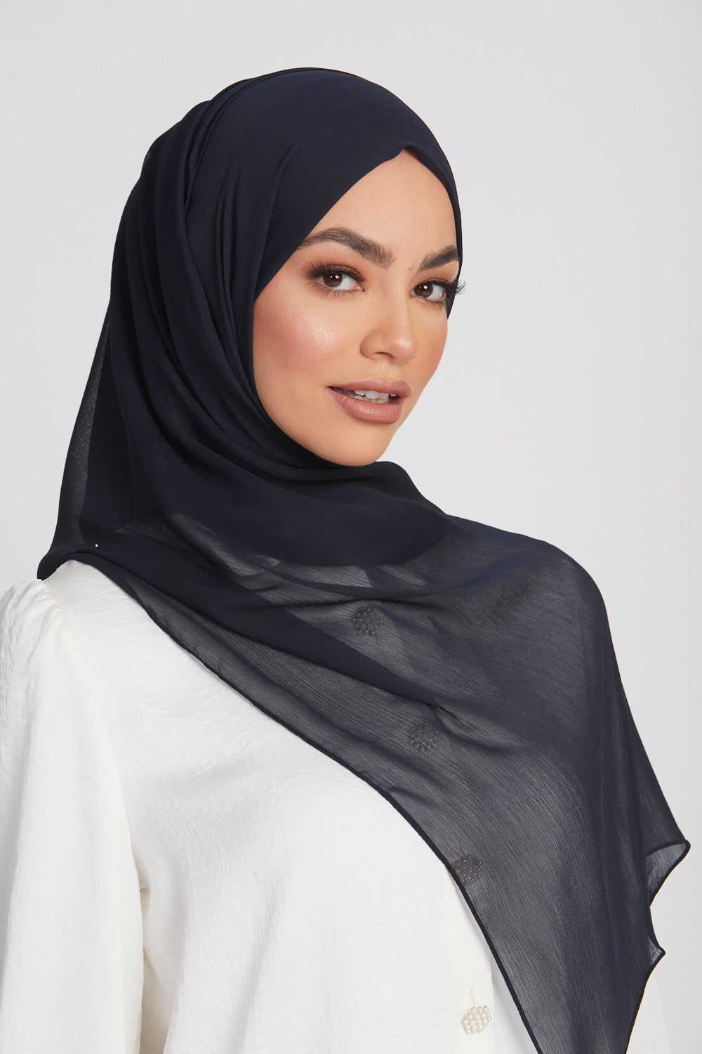 Luxury Crinkle Chiffon Hijab - Royal Navy