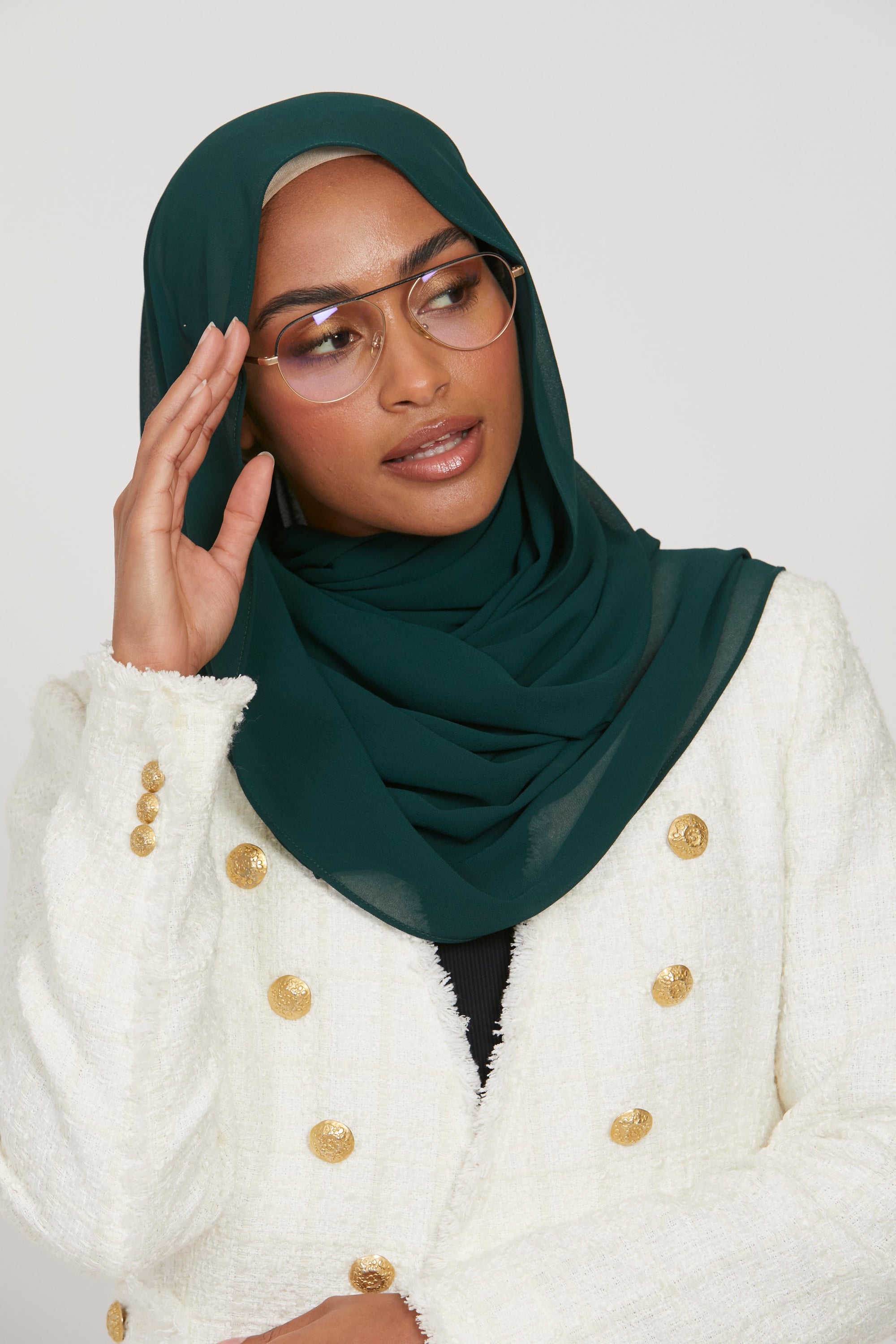 Premium Georgette Chiffon Hijab -  Forest Green