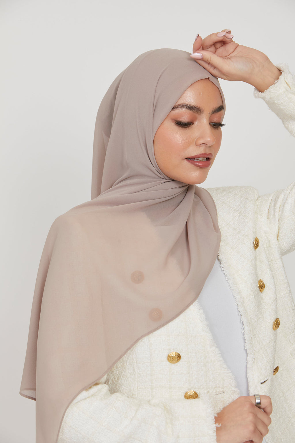 Premium Georgette Chiffon Hijab -  Light Taupe