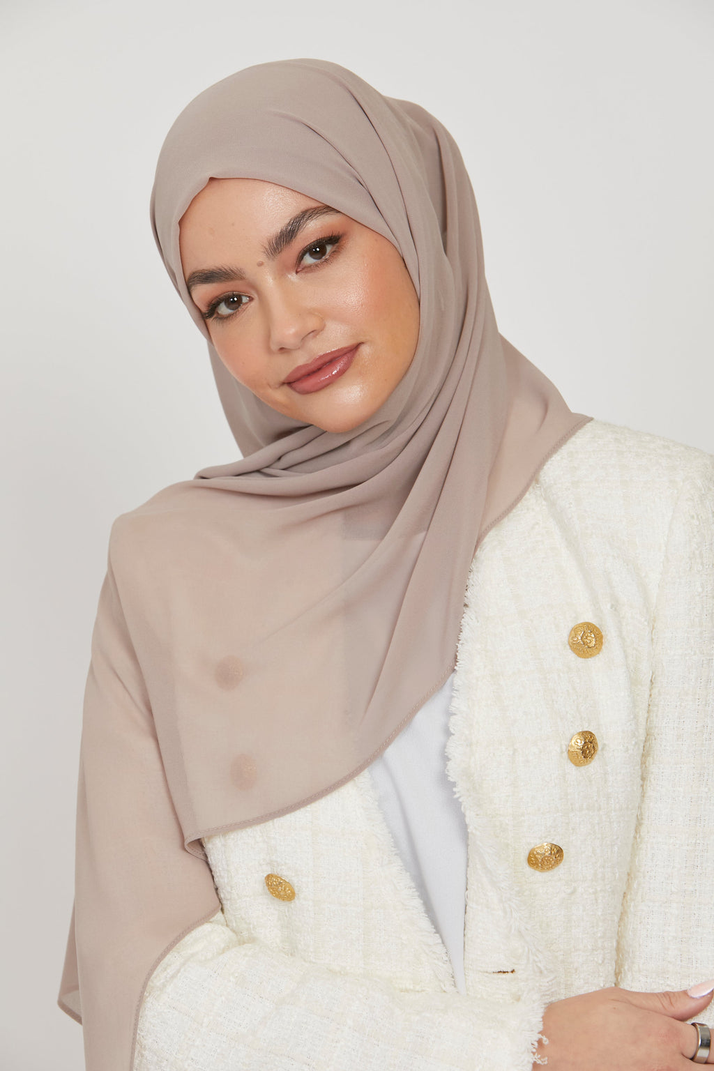 Premium Georgette Chiffon Hijab -  Light Taupe
