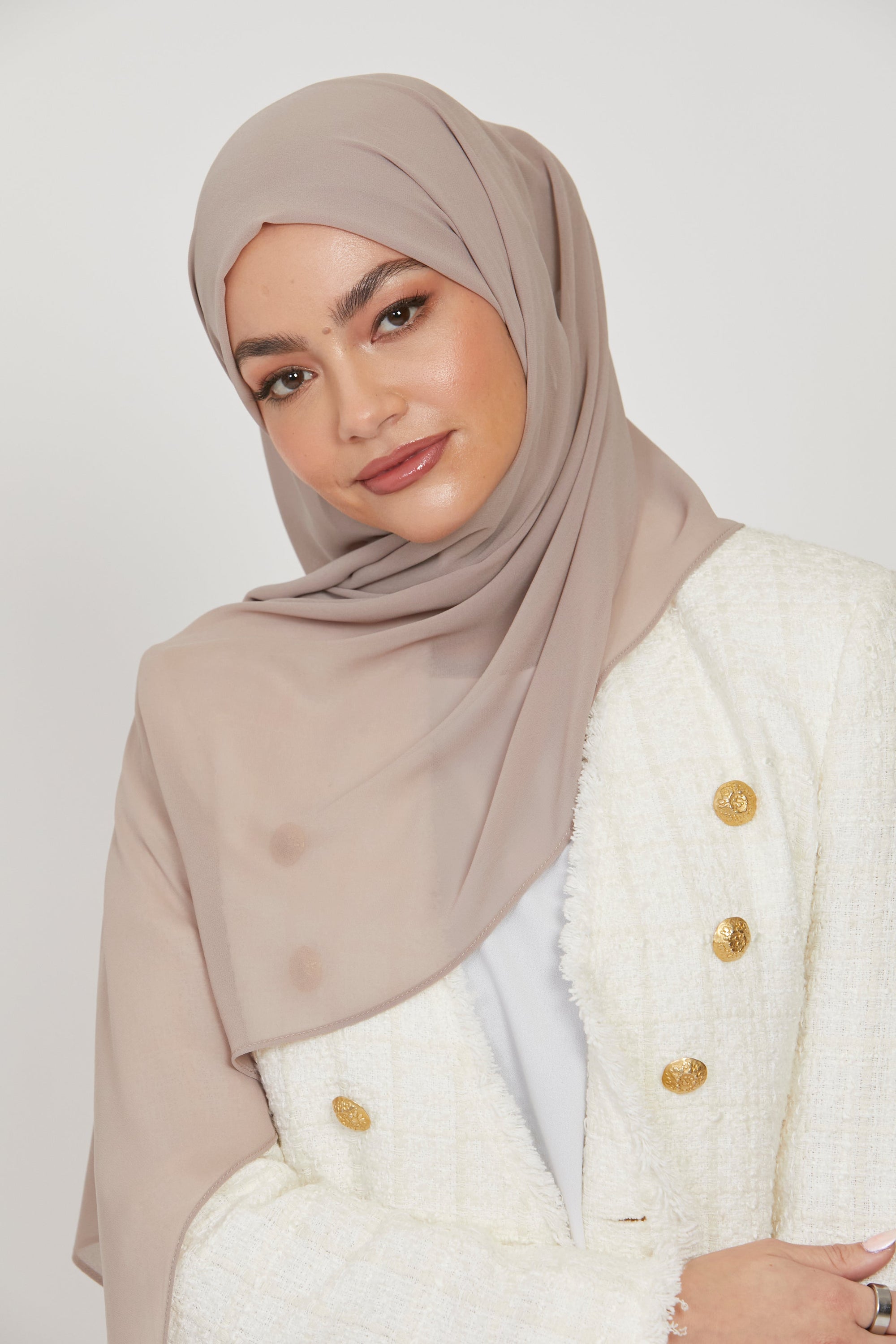 Premium Georgette Chiffon Hijab -  Light Taupe
