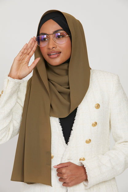 Premium Textured Crepe Hijab- Olive