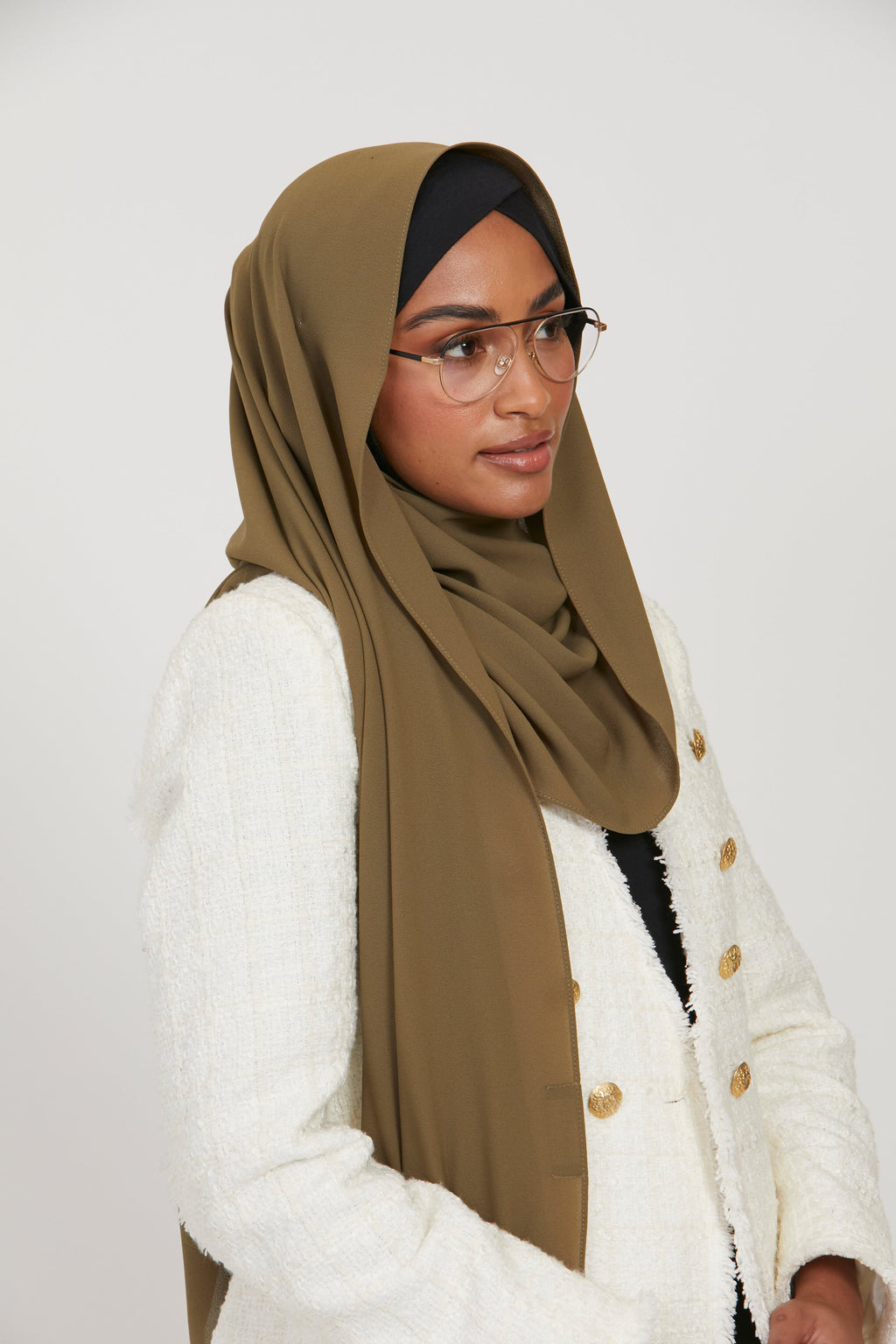Premium Textured Crepe Hijab- Olive