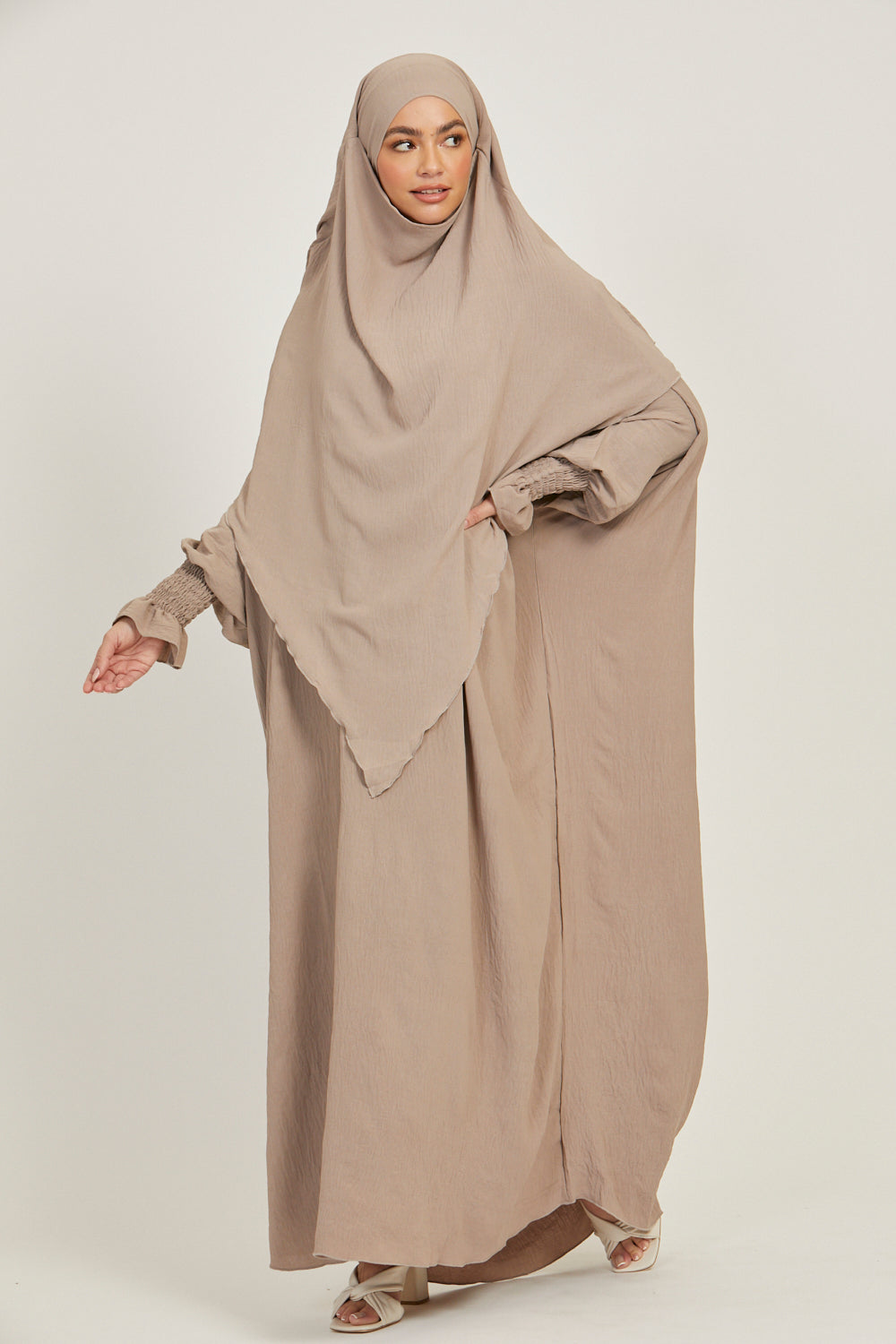 Abaya with Khimar Set - Natural