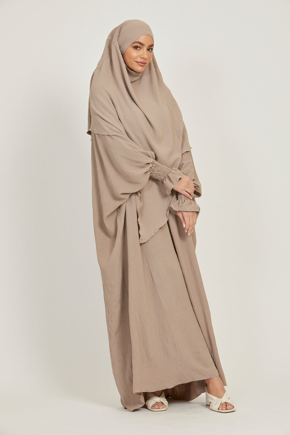 Abaya with Khimar Set - Natural