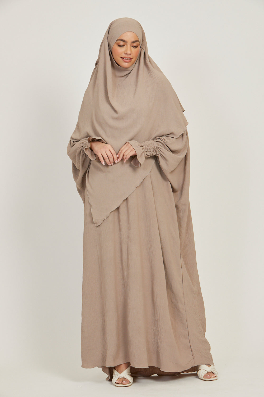 Abaya with Khimar Set - Natural
