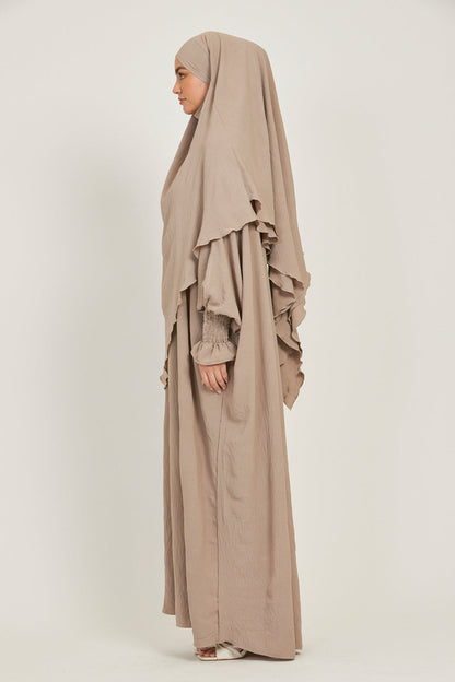 Abaya with Khimar Set - Natural