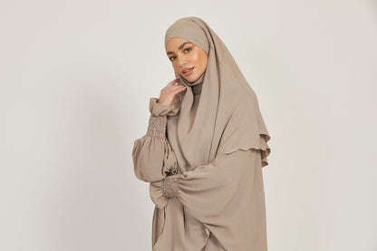 Abaya with Khimar Set - Natural