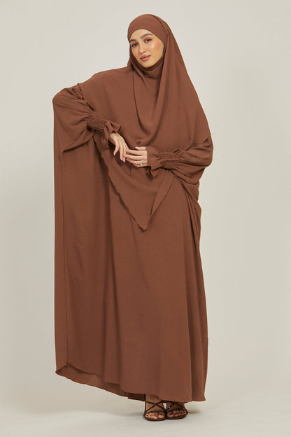 Abaya with Khimar Set - Dark Brown
