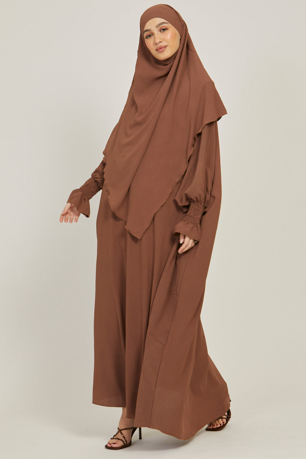 Abaya with Khimar Set - Dark Brown