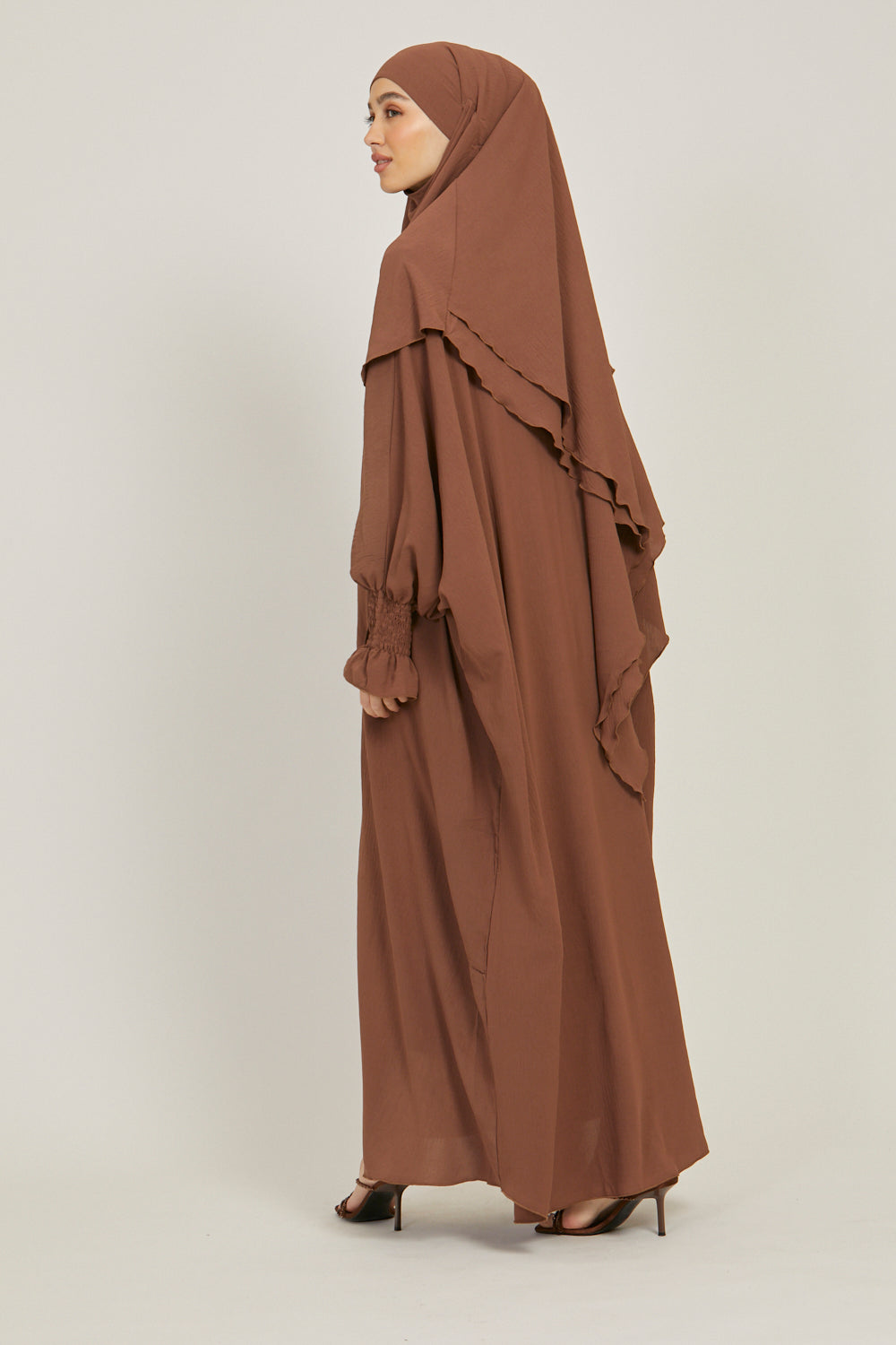 Abaya with Khimar Set - Dark Brown