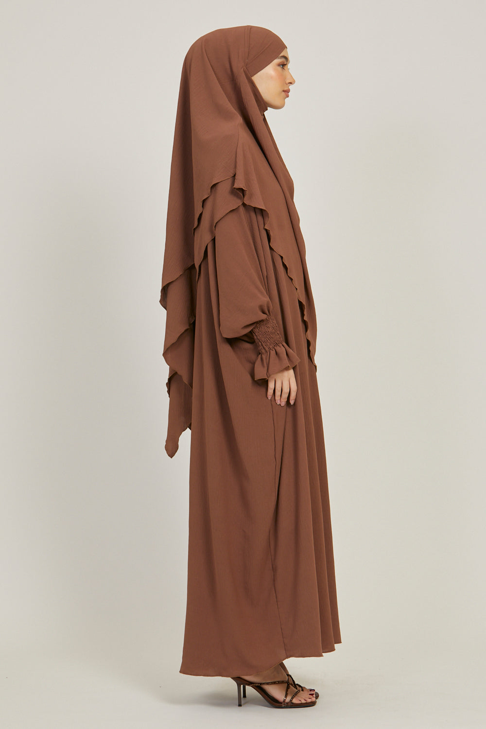 Abaya with Khimar Set - Dark Brown