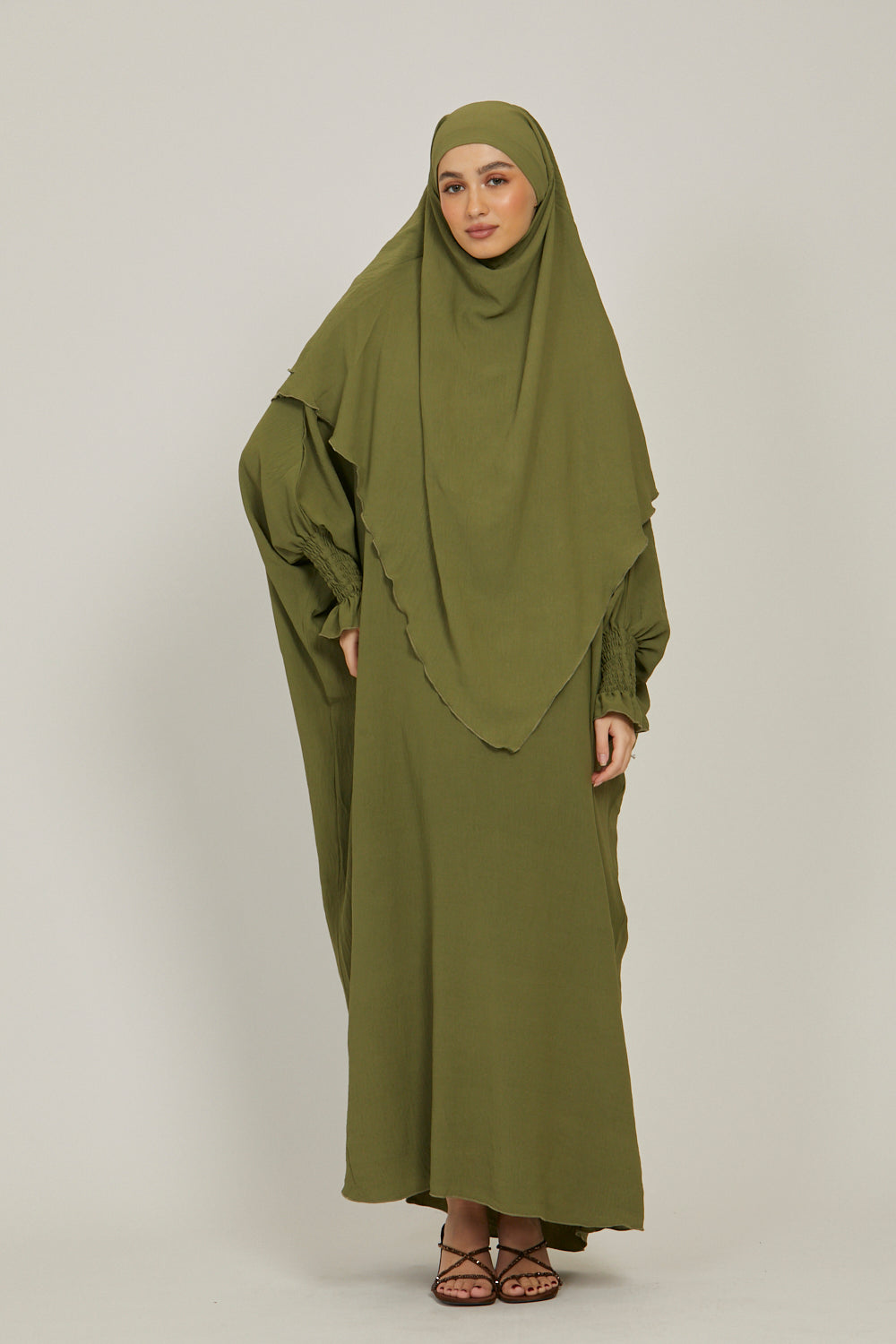 Abaya with Khimar Set - Olive