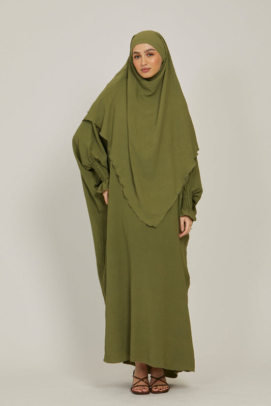 Set Abaya con Khimar - Oliva