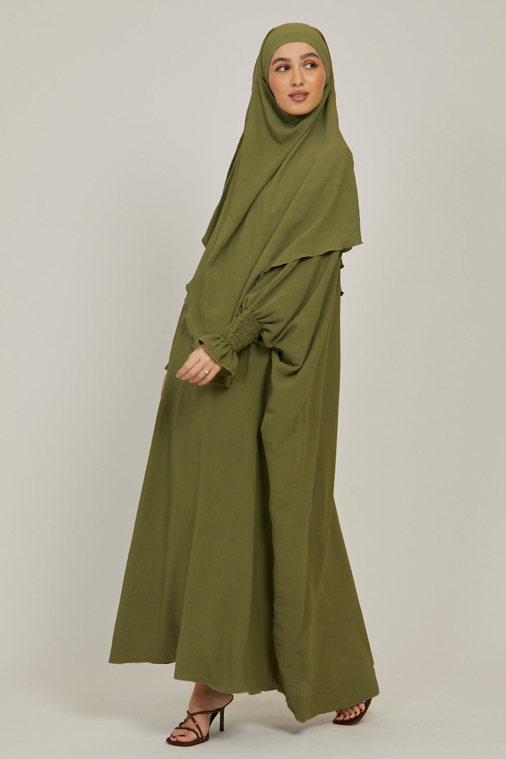 Abaya with Khimar Set - Olive