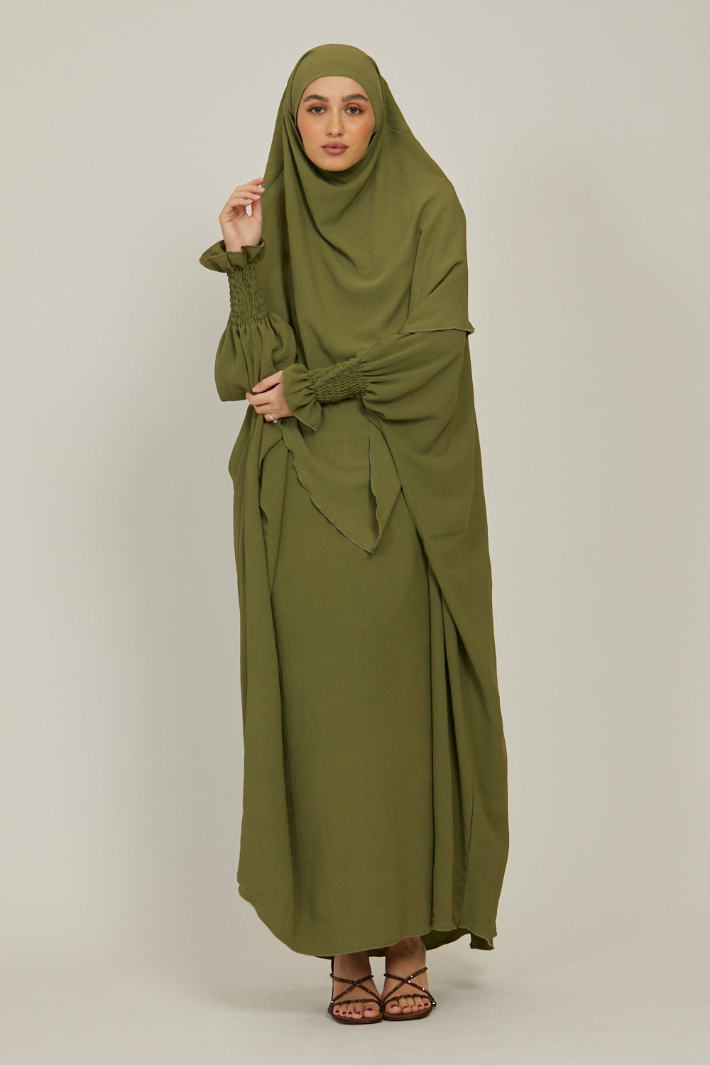 Abaya with Khimar Set - Olive