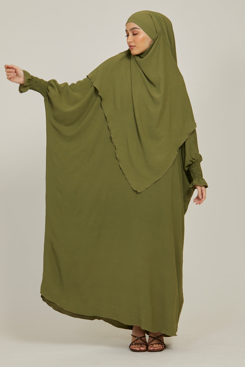 Abaya with Khimar Set - Olive