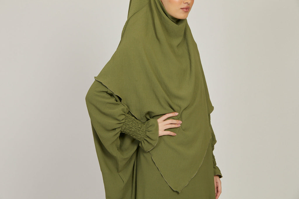 Abaya with Khimar Set - Olive
