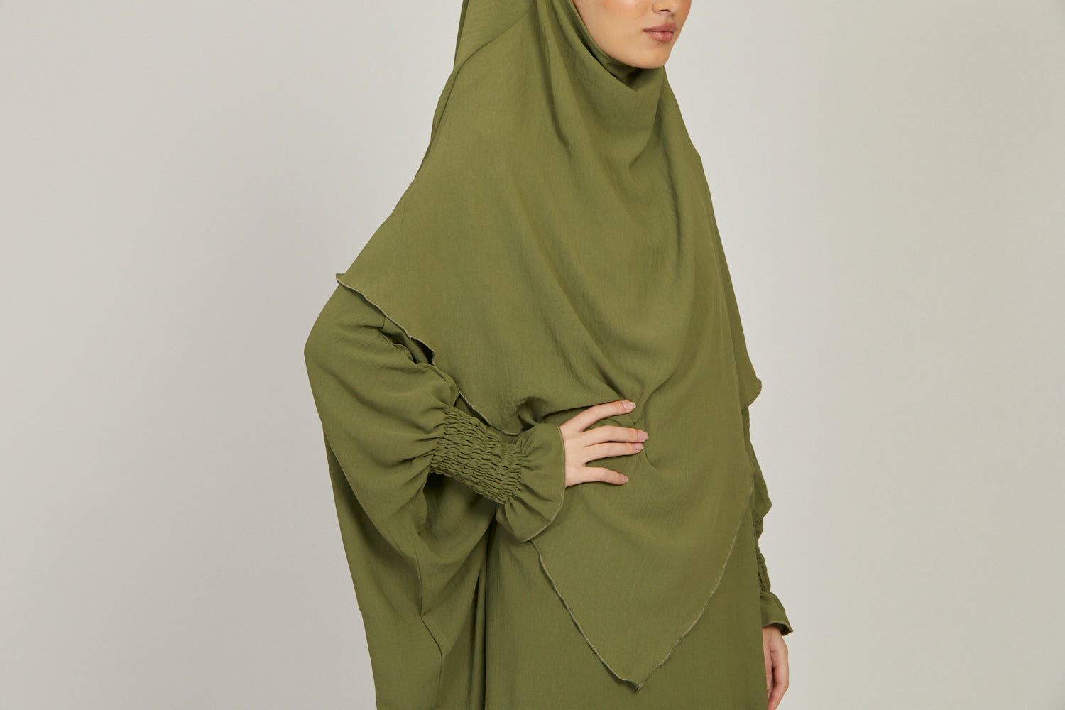 Abaya with Khimar Set - Olive
