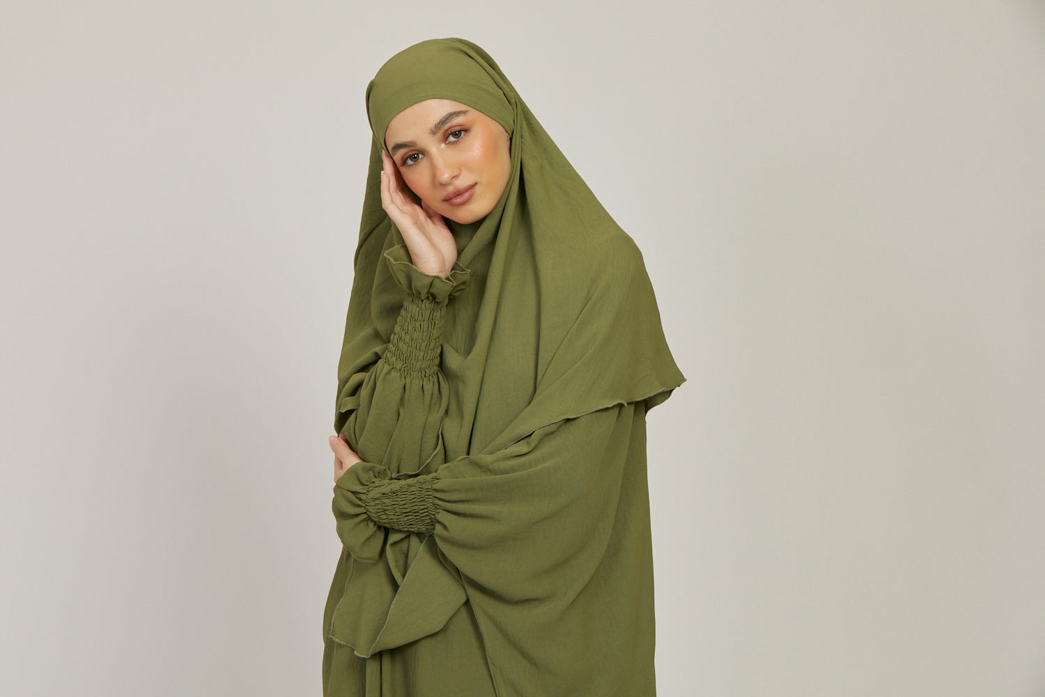 Abaya with Khimar Set - Olive