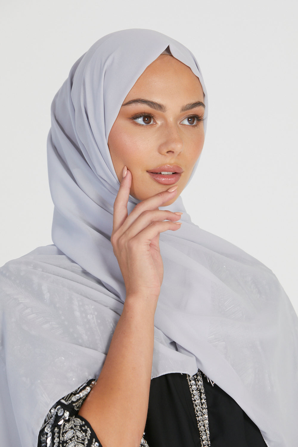 MAXI Luxury Georgette Hijab - Light Grey