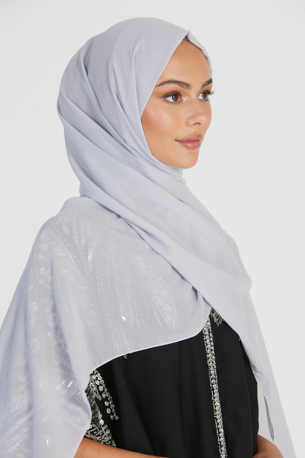 MAXI Luxury Georgette Hijab - Light Grey
