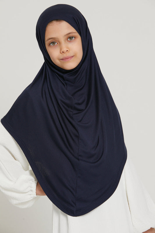 Junior Girls Premium Jersey Khimar - Navy