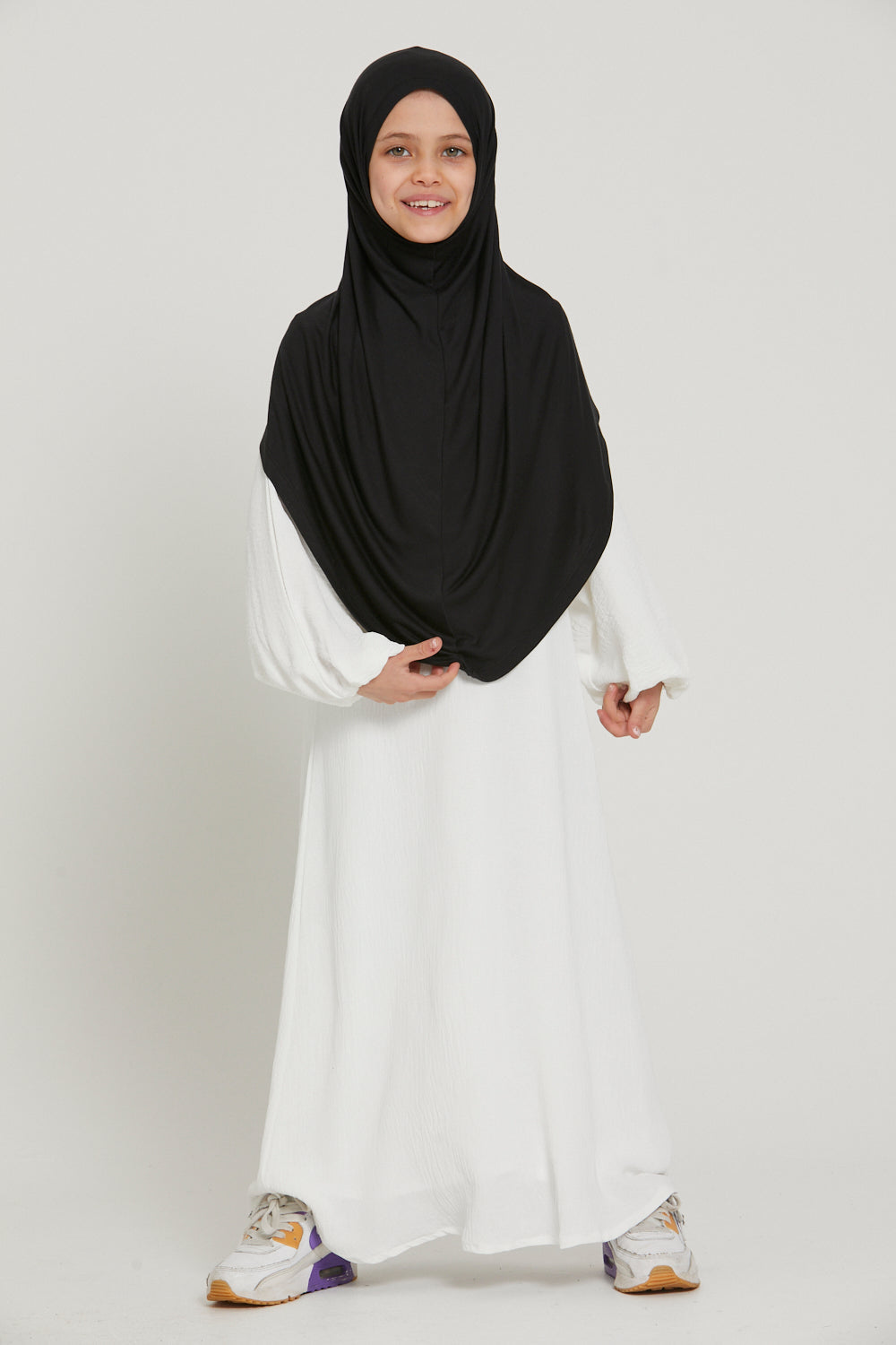 Junior Girls Premium Jersey Khimar - Black