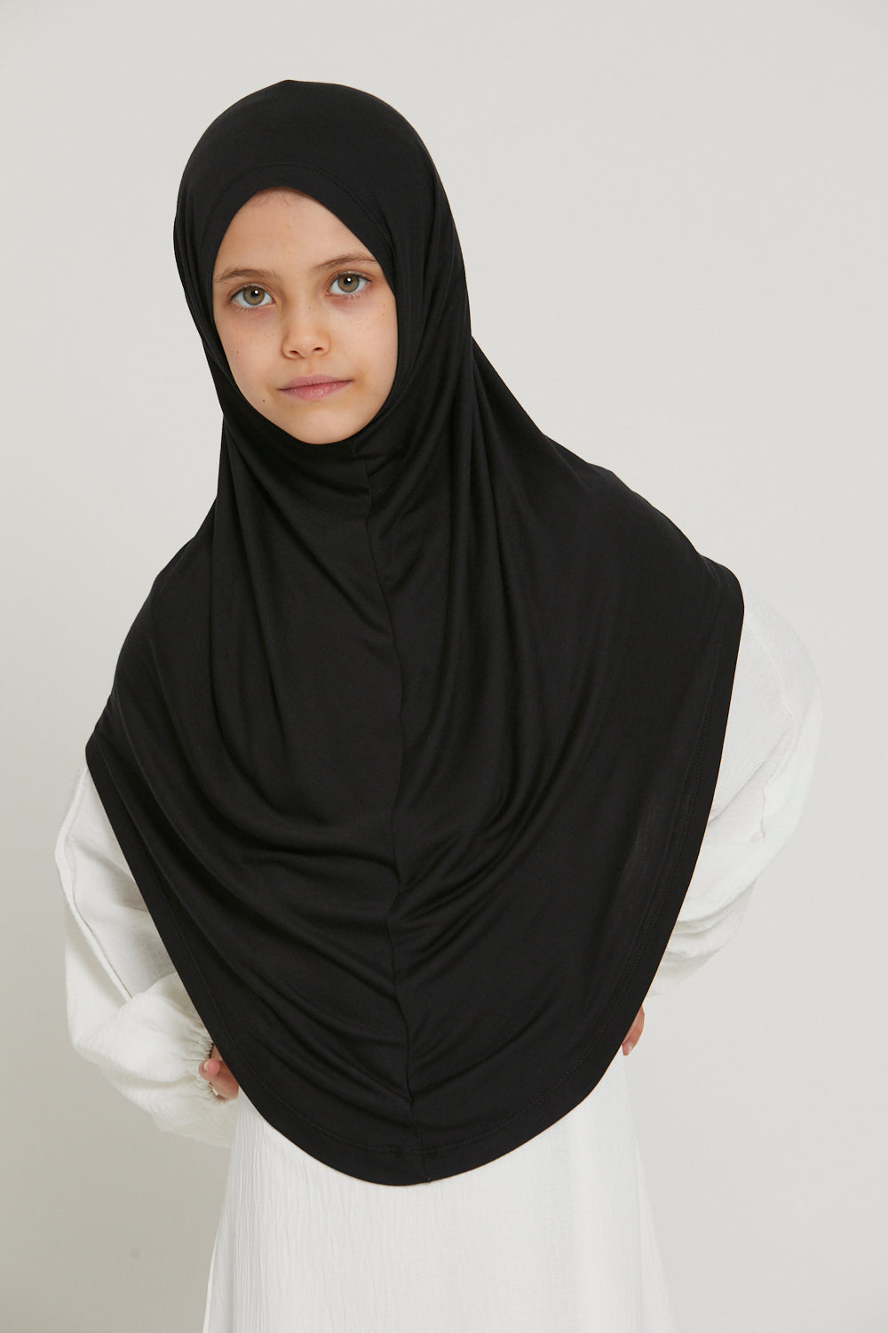 Junior Girls Premium Jersey Khimar - Black