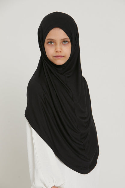 Junior Girls Premium Jersey Khimar - Black