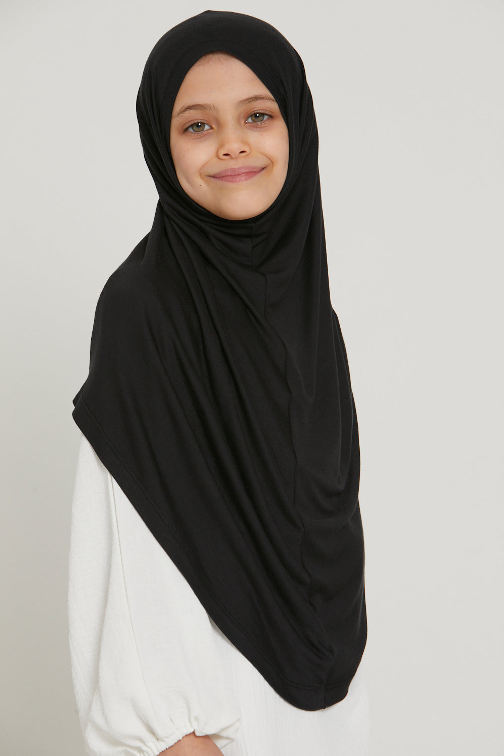 Junior Girls Premium Jersey Khimar - Black