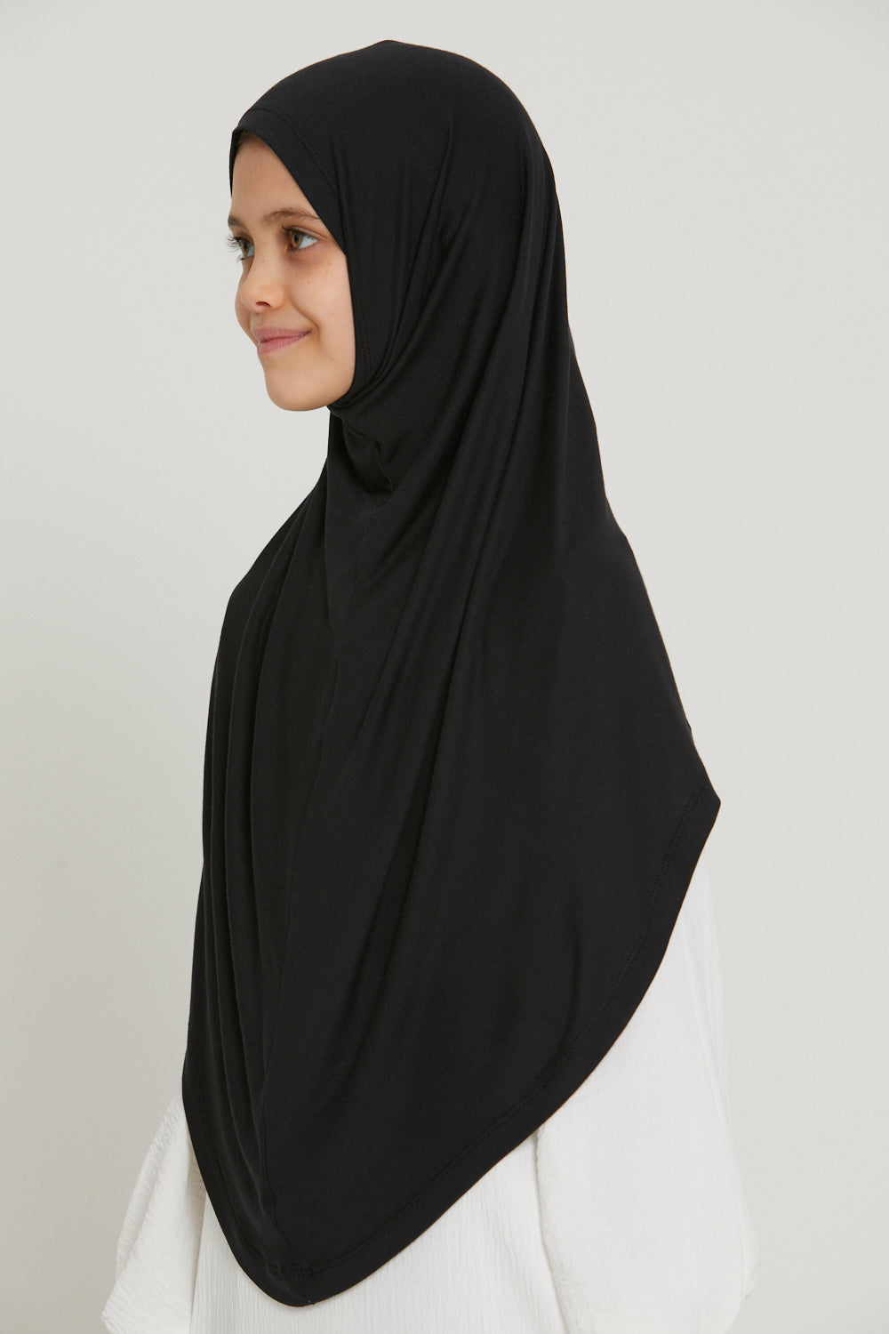 Junior Girls Premium Jersey Khimar - Black