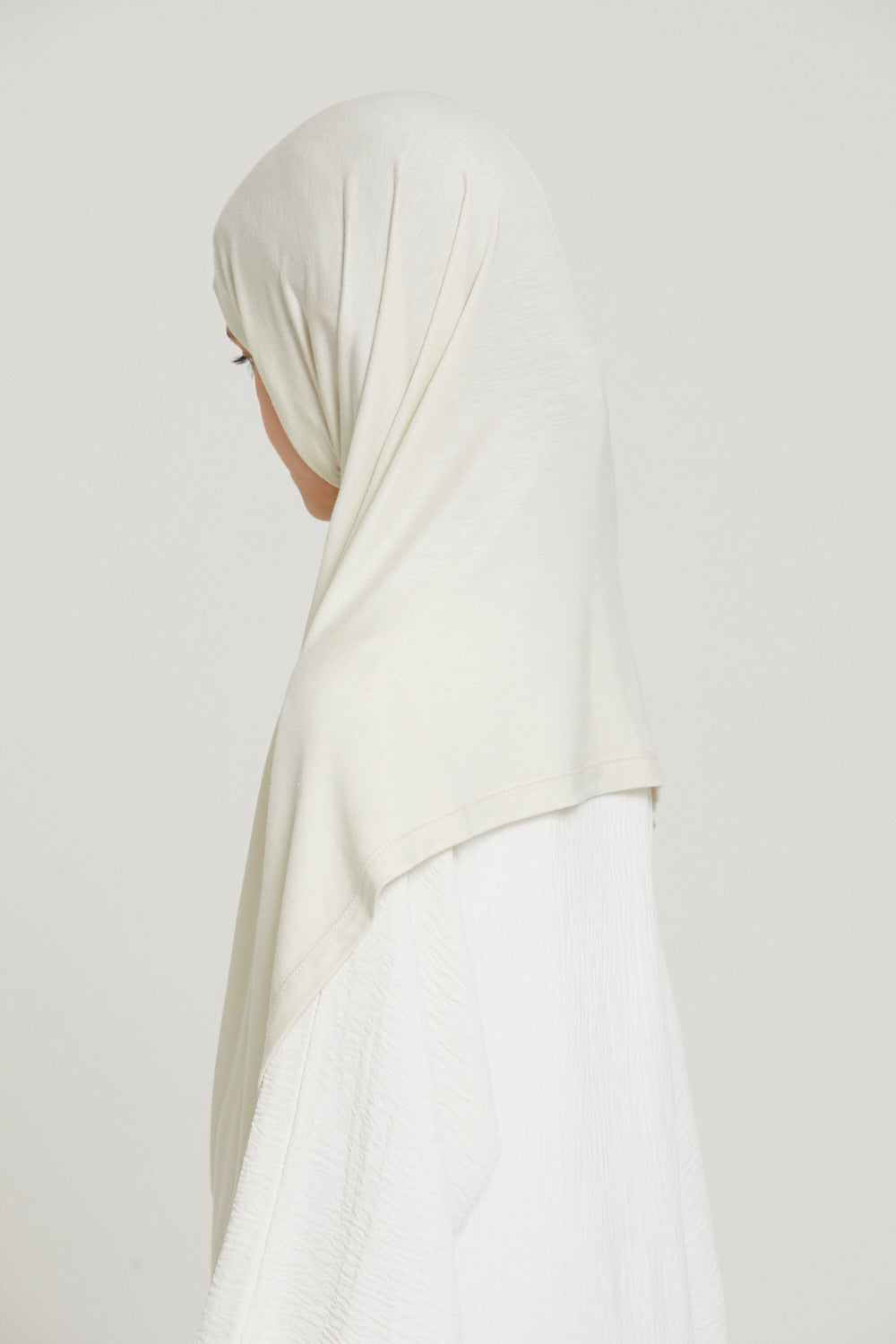 Junior Girls Premium Jersey Khimar - Off White
