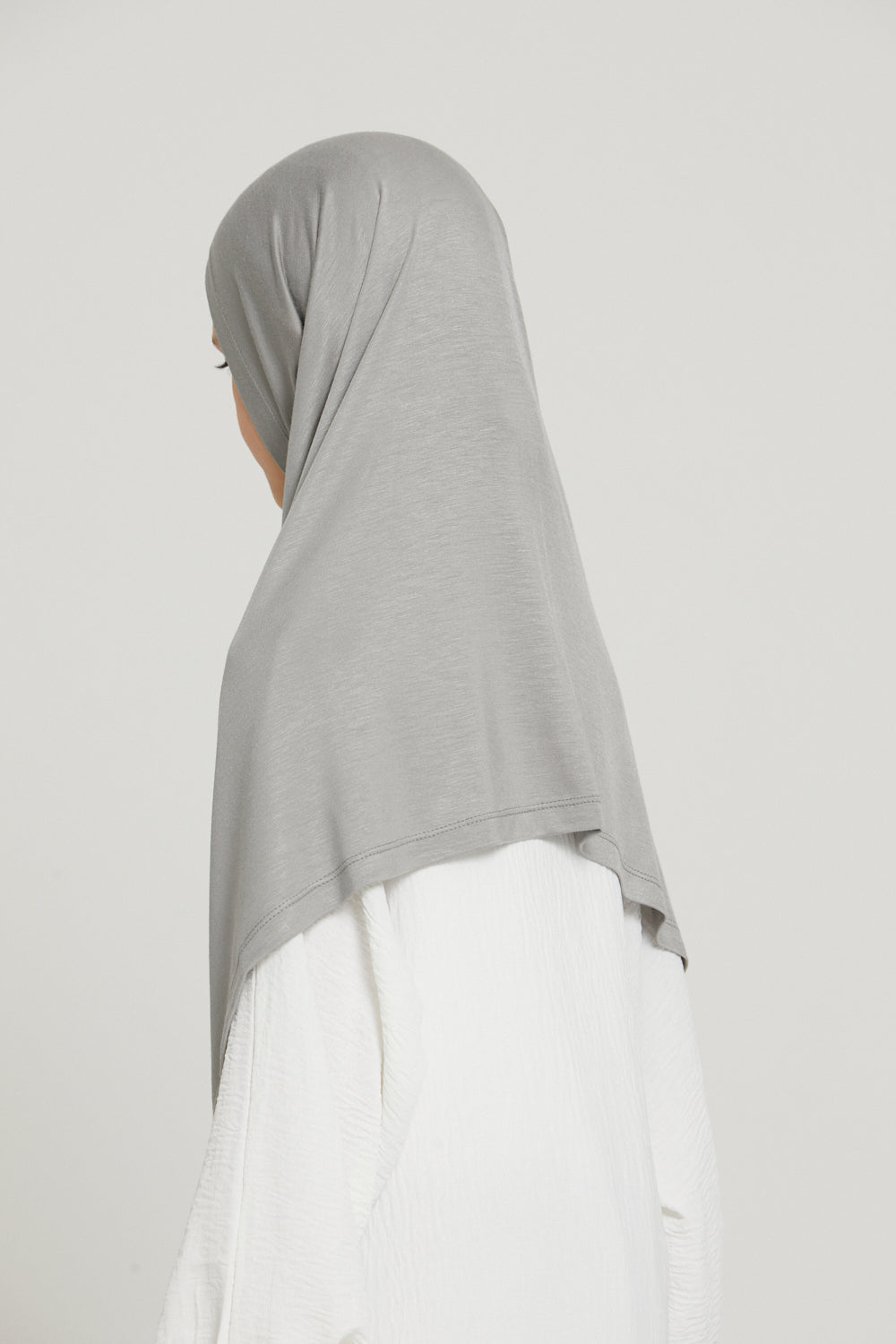 Junior Girls Premium Jersey Khimar - Silver/Grey